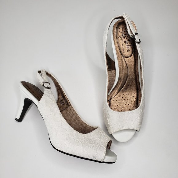 lifestride peep toe slingback heels